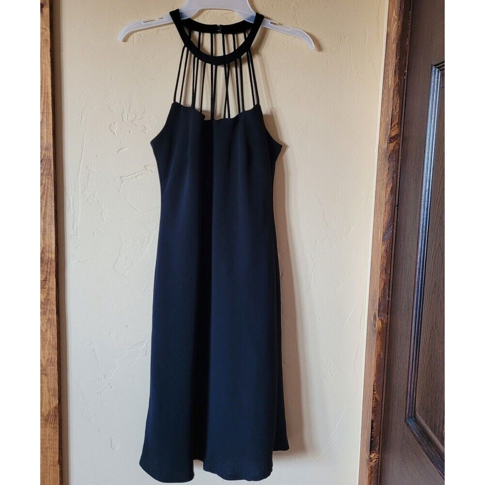 Evan Picone Size 8 Lined High Caged Neck Evening Cocktail Little Black Dress
